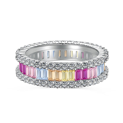 [Regalia Jewelry]Dainty Kaleidoscopic Emerald Cut Daily Ring