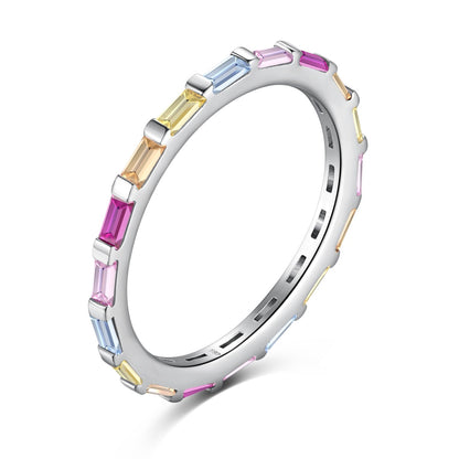 [Regalia Jewelry]Exquisite Multicolored Emerald Cut Daily Ring