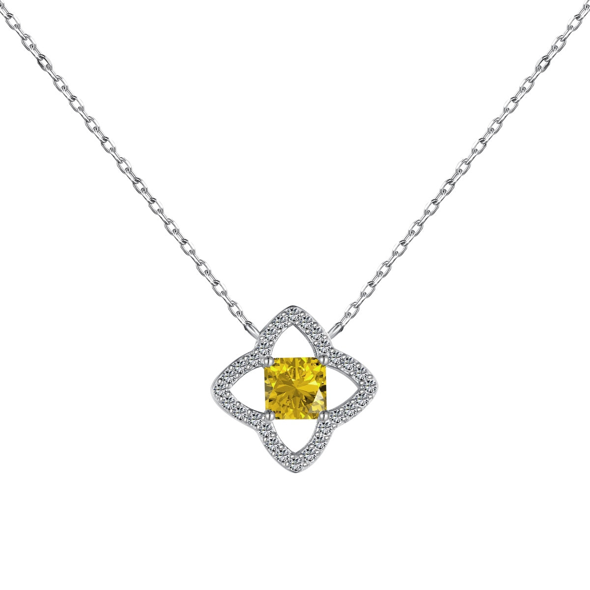[Regalia Jewelry]Exquisite Flower Shape Princess Cut Necklace