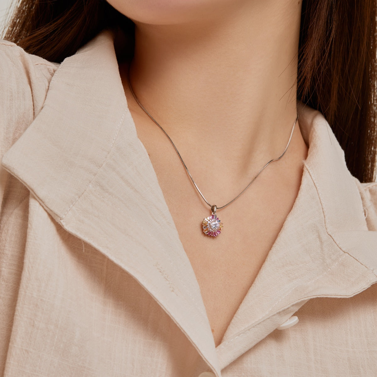 [Regalia Jewelry]Charming Flower Colorful Necklace