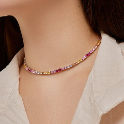 [Regalia Jewelry]Delicate Colorful Tennis Necklace
