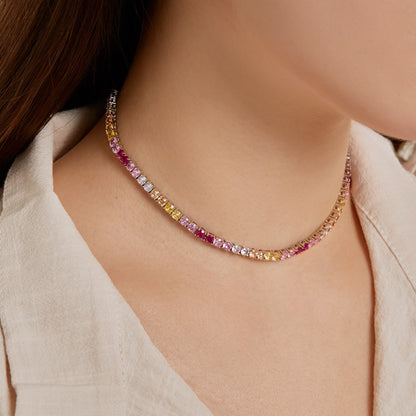 [Regalia Jewelry]Delicate Colorful Tennis Necklace