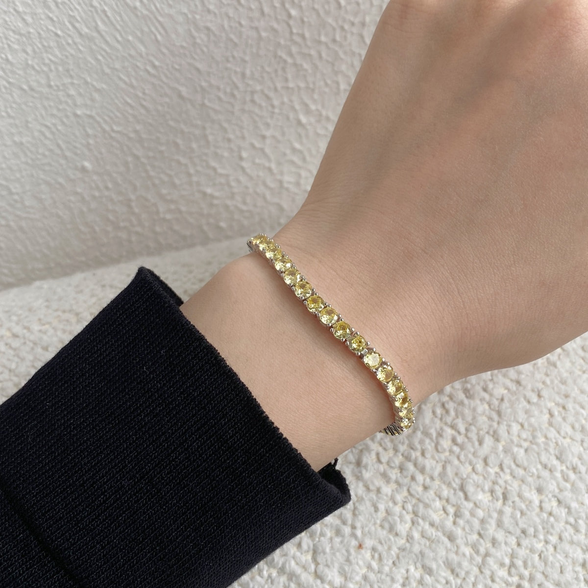 [Regalia Jewelry]Ornate Dazzling Round Cut Tennis Bracelet