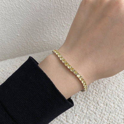 [Regalia Jewelry]Ornate Dazzling Round Cut Tennis Bracelet