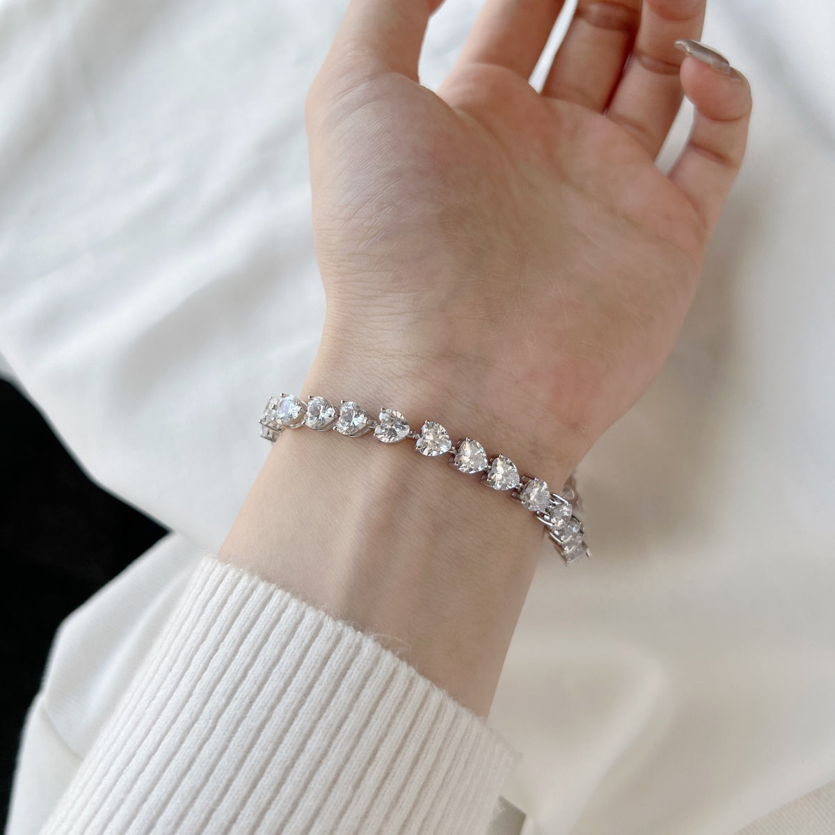 [Regalia Jewelry]0.75 Carat Elegant Romantic Heart Shape Lover Bracelet