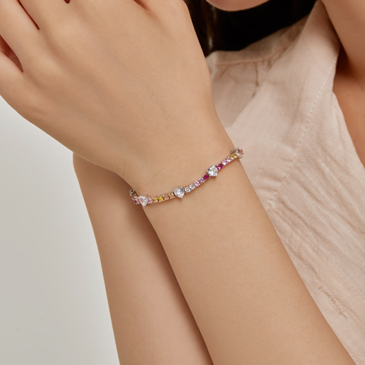 [Regalia Jewelry]Romantic Heart Shape Round Cut Lover Bracelet