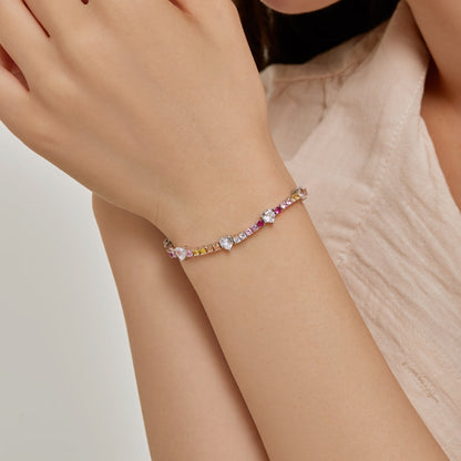 [Regalia Jewelry]Romantic Heart Shape Round Cut Lover Bracelet
