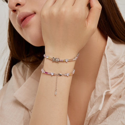 [Regalia Jewelry]Romantic Heart Shape Round Cut Lover Bracelet