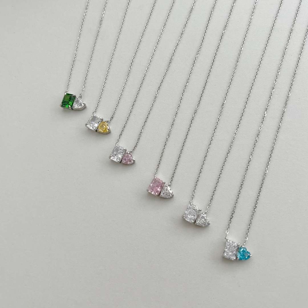 [Regalia Jewelry]Dazzling Square & Heart Shape Necklace
