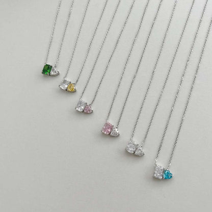[Regalia Jewelry]Dazzling Square & Heart Shape Necklace