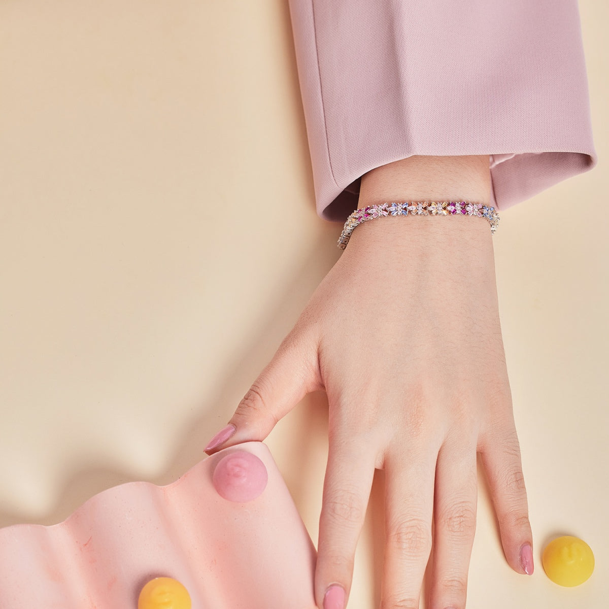 [Regalia Jewelry]Radiant Colorful Emerald Cut Party Bracelet