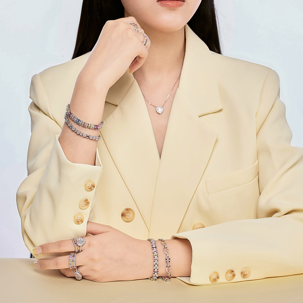 [Regalia Jewelry]Delicate Colorful Multi Cut Party Bracelet