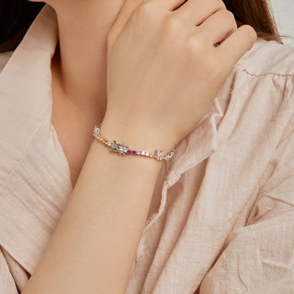 [Regalia Jewelry]Ornate Colorful Butterfly Shape Round Cut Daily Bracelet