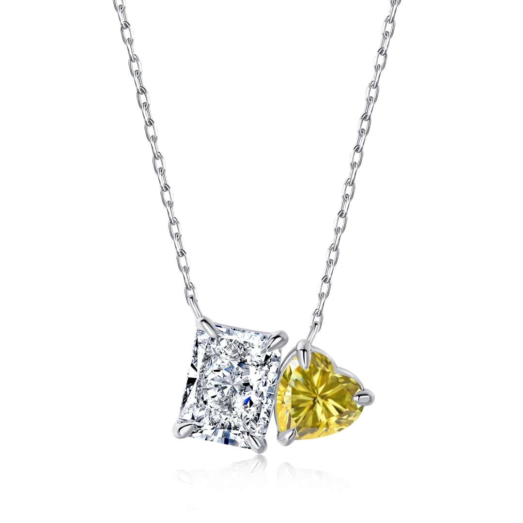 [Regalia Jewelry]Dazzling Square & Heart Shape Necklace