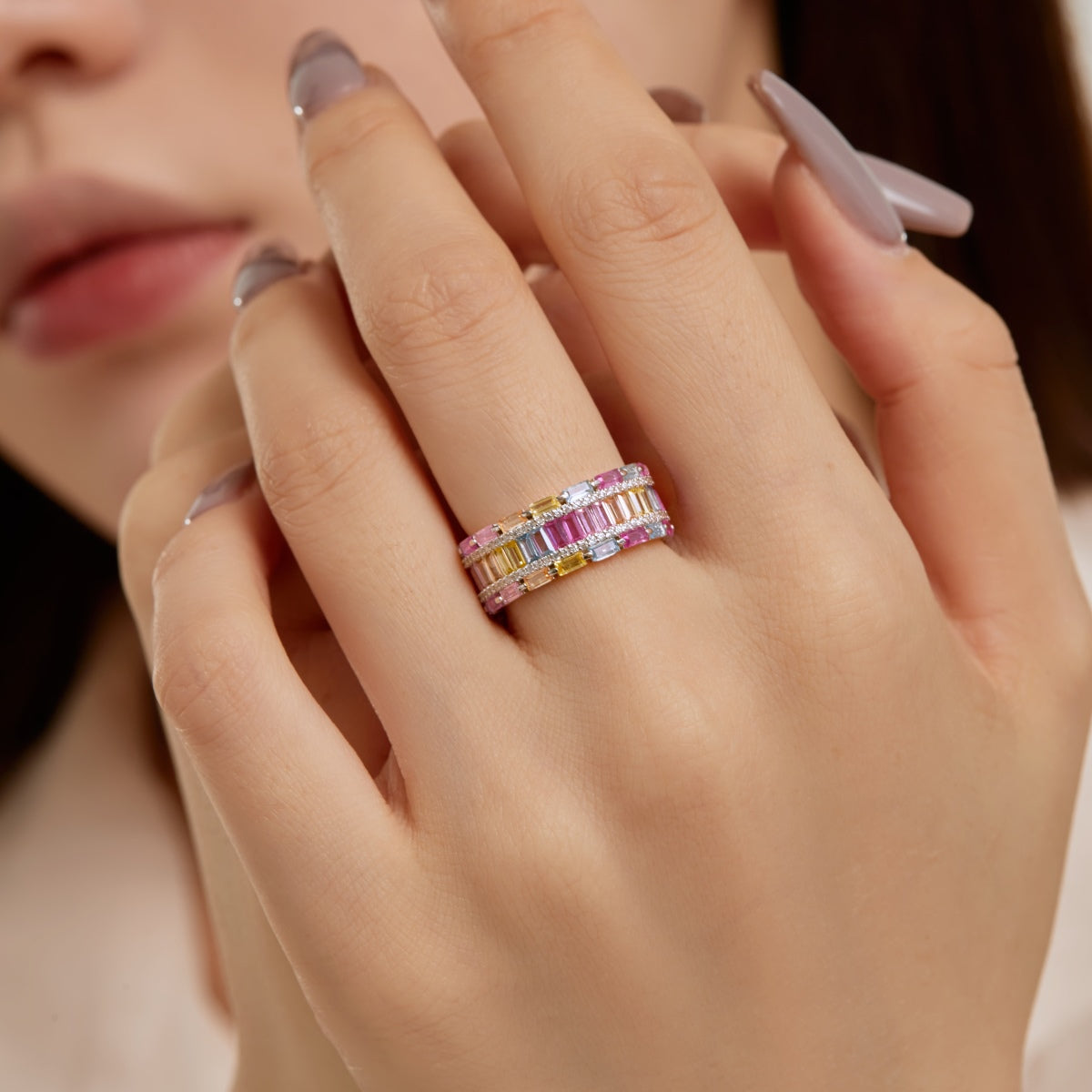 [Regalia Jewelry]Dazzling Colorful Radiant Cut Party Ring