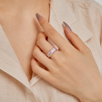[Regalia Jewelry]Dazzling Colorful Radiant Cut Party Ring