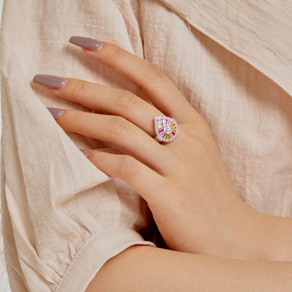 [Regalia Jewelry]Elegant Colorful Water Drop Shape Banquet Ring
