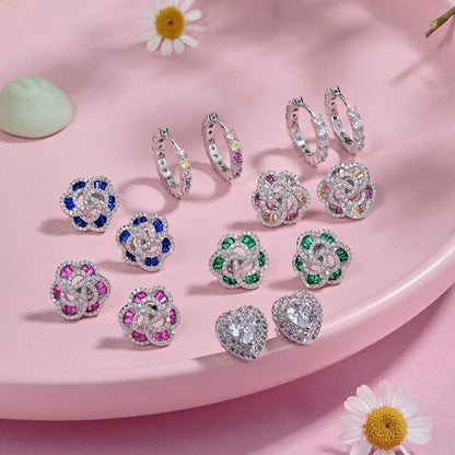 [Regalia Jewelry]Radiant Colorful Round Cut Earrings