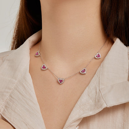 [Regalia Jewelry]Sparkling Five Heart Necklace