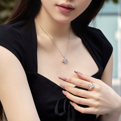 [Regalia Jewelry]Four-Leaf Clover And Eight-Pointed Star Necklace