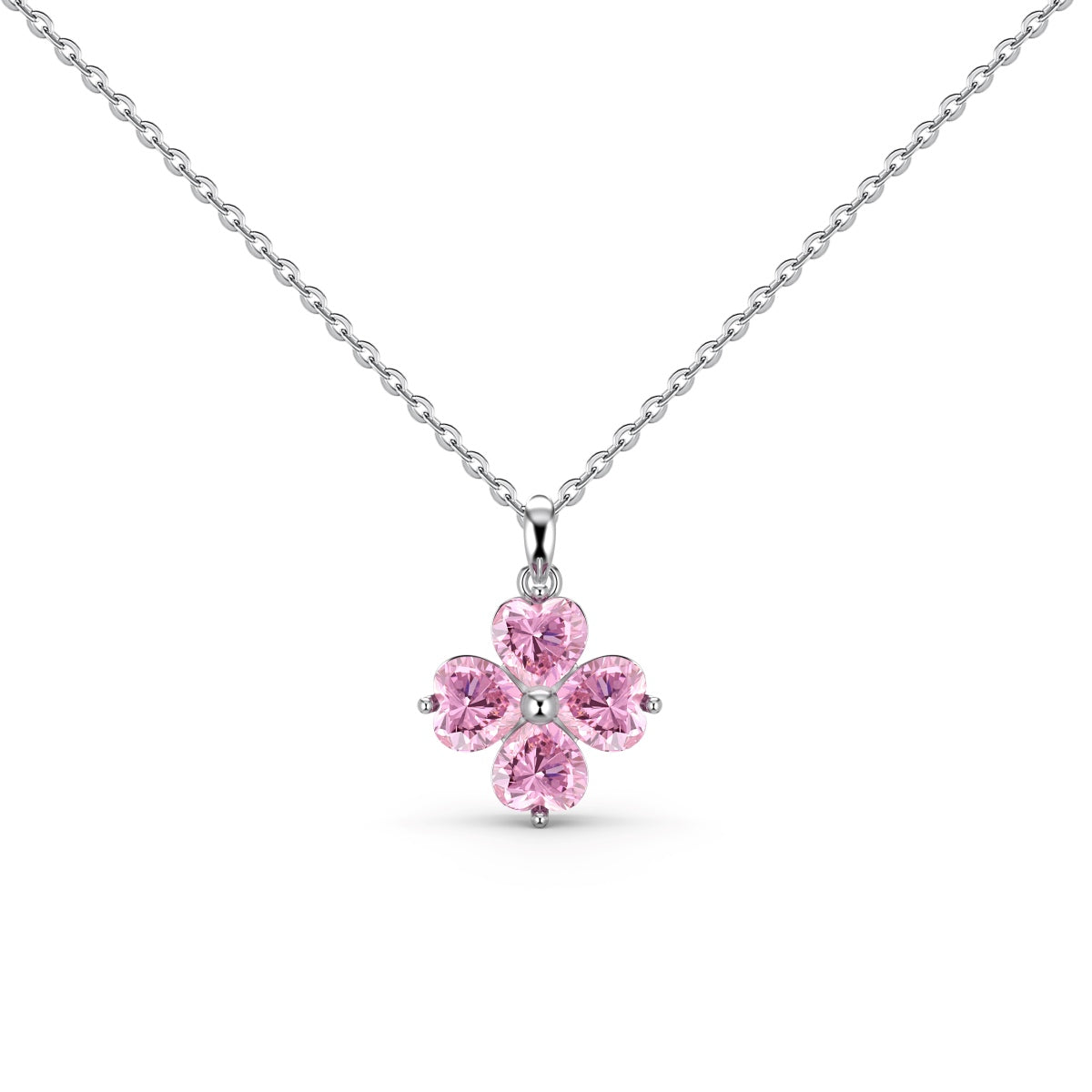 [Regalia Jewelry]Heart-Shaped Four-Leaf Clover Bead Necklace