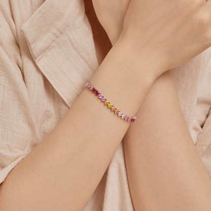 [Regalia Jewelry]Luxurious Colorful Romantic Heart Shape Lover Bracelet