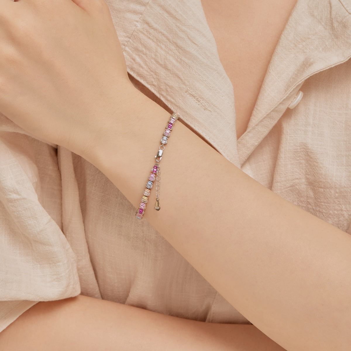 [Regalia Jewelry]Delicate Colorful Emerald Cut Party Bracelet