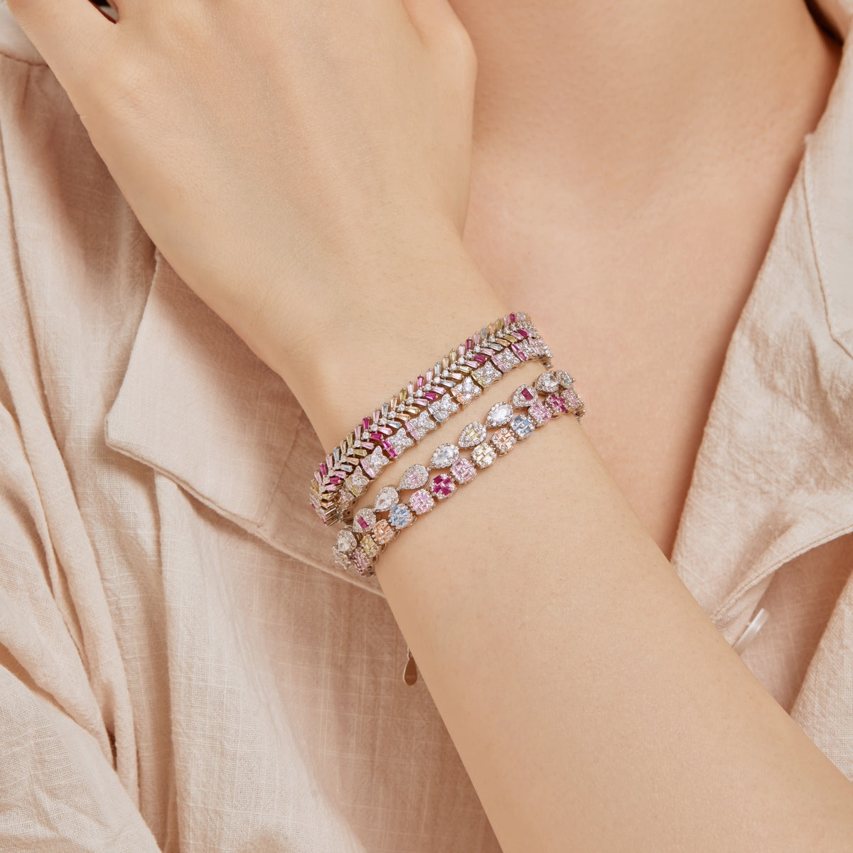 [Regalia Jewelry]Unique Colorful Flower Shape Daily Bracelet