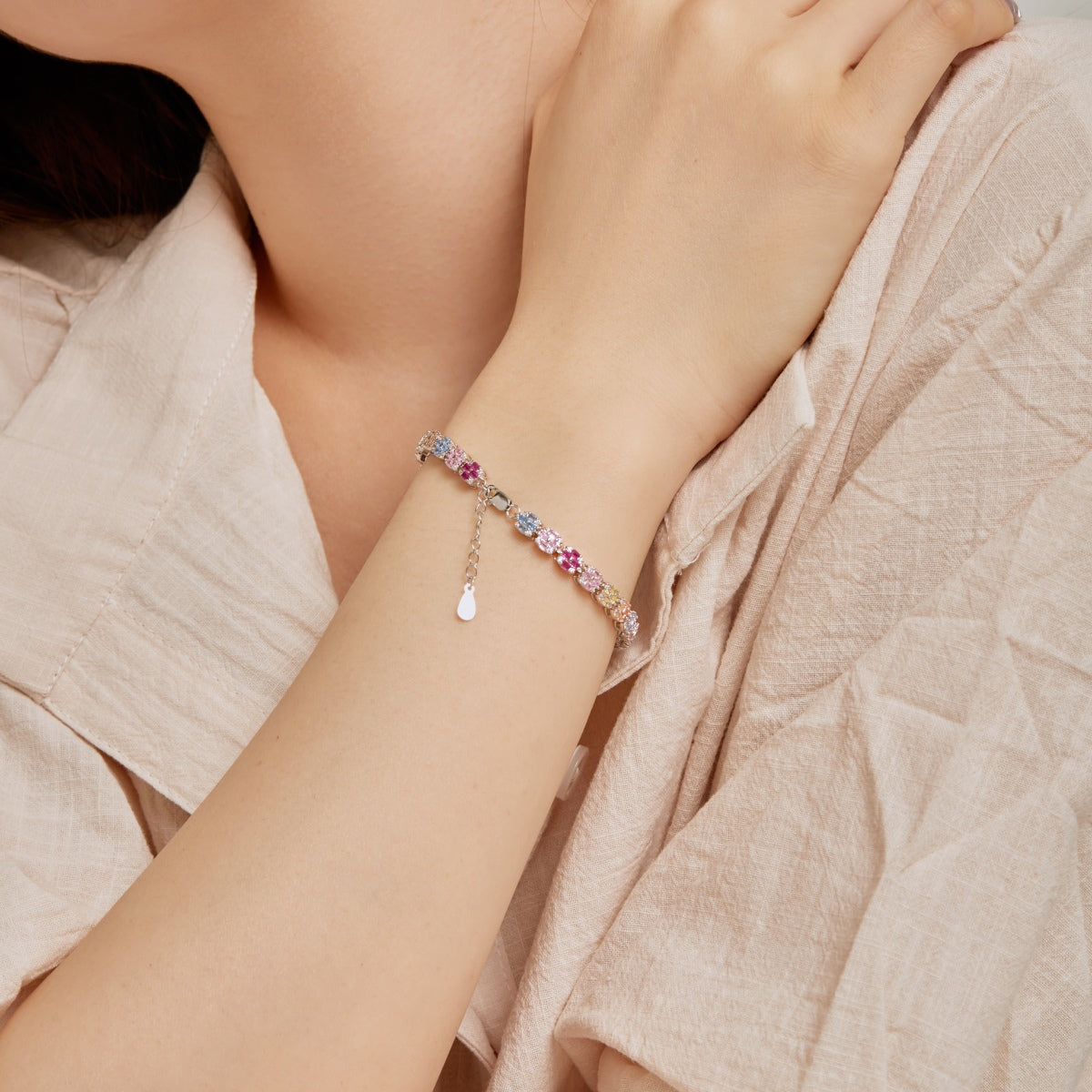 [Regalia Jewelry]Delicate Colorful Emerald Cut Daily Bracelet