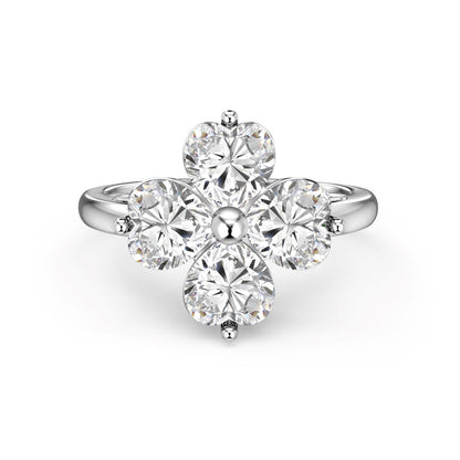 [Regalia Jewelry]Heart-shaped Four-Leaf Clover Ball Ring