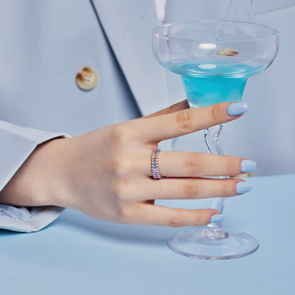 [Regalia Jewelry]Splashy Ornate Emerald Cut Cocktail Ring