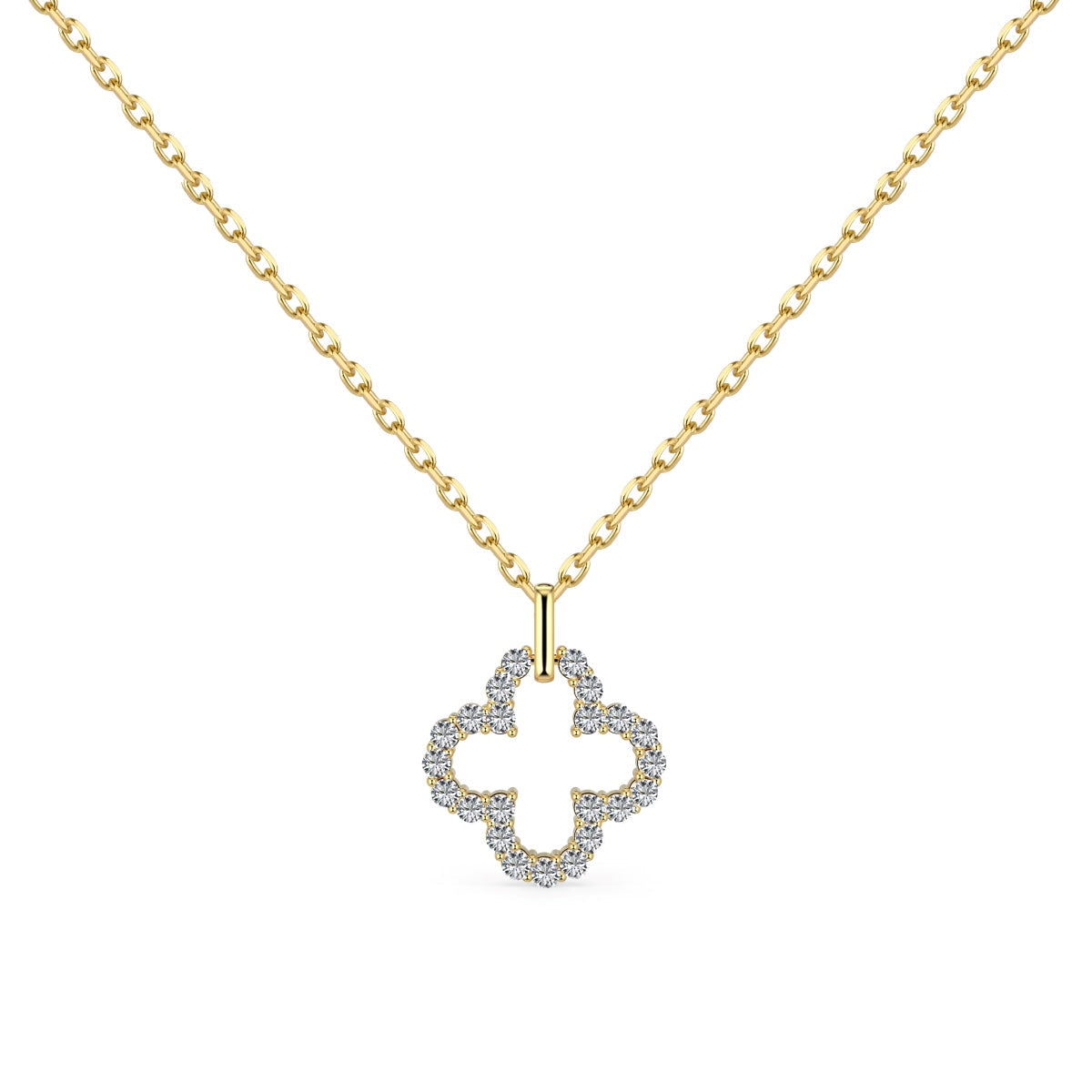 [Regalia Jewelry]Four-Leaf Clover Hollow Design Exquisite Necklace