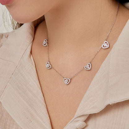 [Regalia Jewelry]Sparkling Five Heart Necklace
