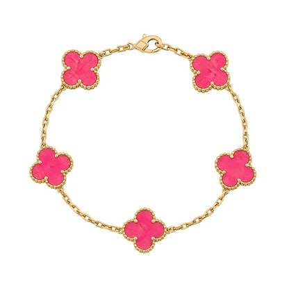 [Regalia Jewelry]CLOVER 5 MOTIFS PINK ENAMEL BRACELET