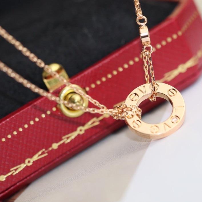 [Regalia Jewelry]LOVE NECKLACE ADJUSTABLE ROSE GOLD 2 DIAMOND
