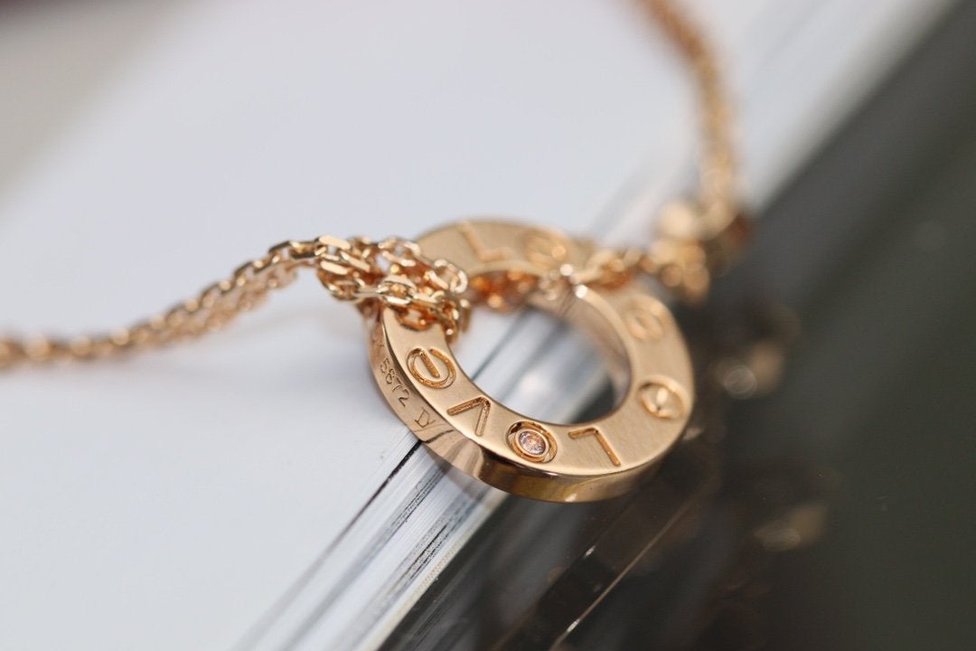[Regalia Jewelry]LOVE NECKLACE ADJUSTABLE ROSE GOLD 2 DIAMOND