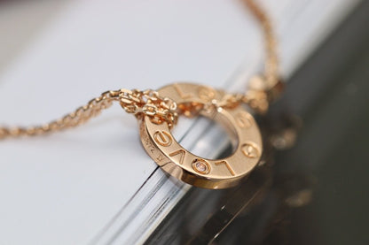 [Regalia Jewelry]LOVE NECKLACE ADJUSTABLE ROSE GOLD 2 DIAMOND