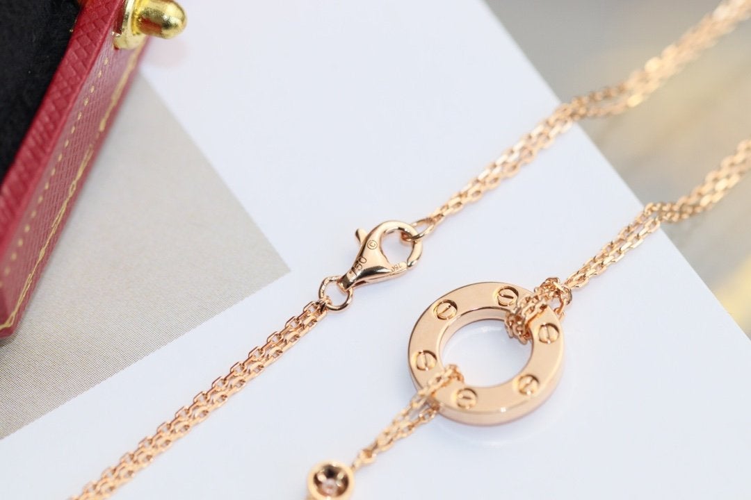 [Regalia Jewelry]LOVE NECKLACE ADJUSTABLE ROSE GOLD 2 DIAMOND