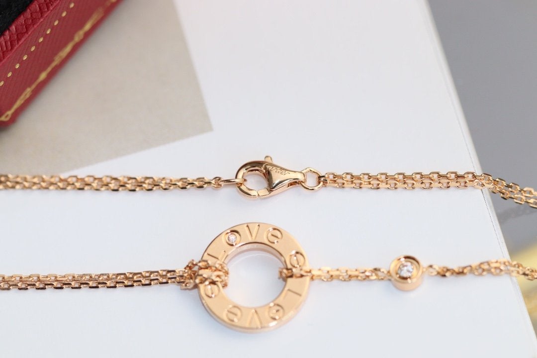 [Regalia Jewelry]LOVE NECKLACE ADJUSTABLE ROSE GOLD 2 DIAMOND