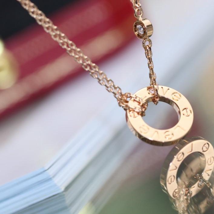 [Regalia Jewelry]LOVE NECKLACE ADJUSTABLE ROSE GOLD 2 DIAMOND