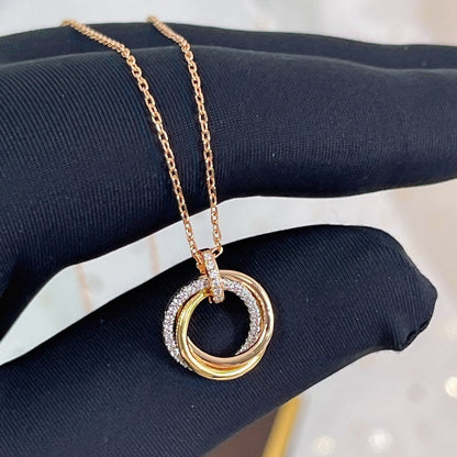 [Regalia Jewelry]TRINITY NECKLACE SILVER GOLD PINK GOLD DIAMONDS