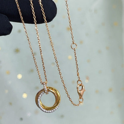 [Regalia Jewelry]TRINITY NECKLACE SILVER GOLD PINK GOLD DIAMONDS