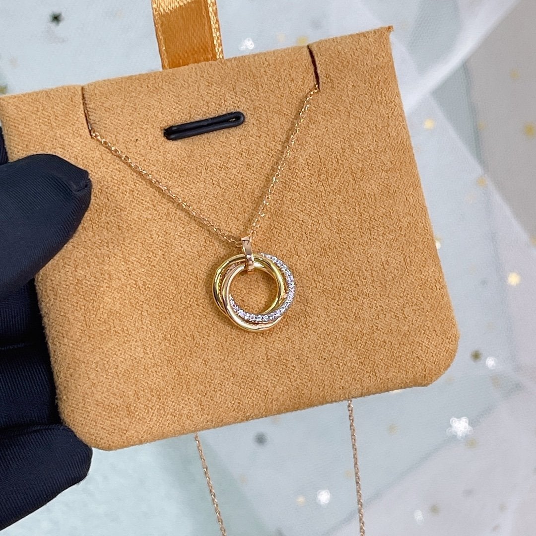 [Regalia Jewelry]TRINITY NECKLACE SILVER GOLD PINK GOLD DIAMONDS