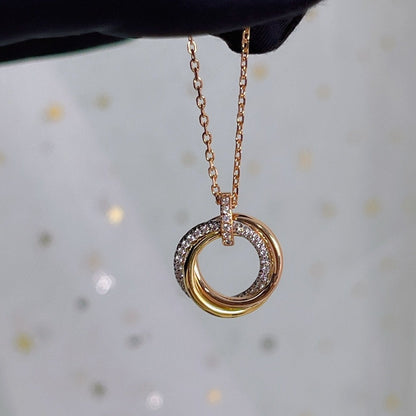 [Regalia Jewelry]TRINITY NECKLACE SILVER GOLD PINK GOLD DIAMONDS