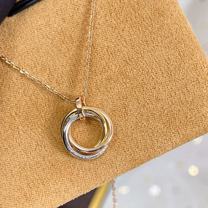 [Regalia Jewelry]TRINITY NECKLACE SILVER GOLD PINK GOLD DIAMONDS