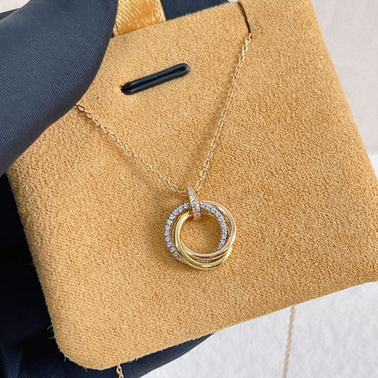 [Regalia Jewelry]TRINITY NECKLACE SILVER GOLD PINK GOLD DIAMONDS