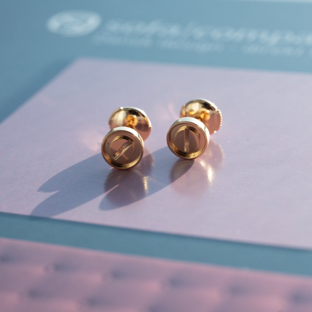[Regalia Jewelry]LOVE EARRINGS PINK GOLD 10MM