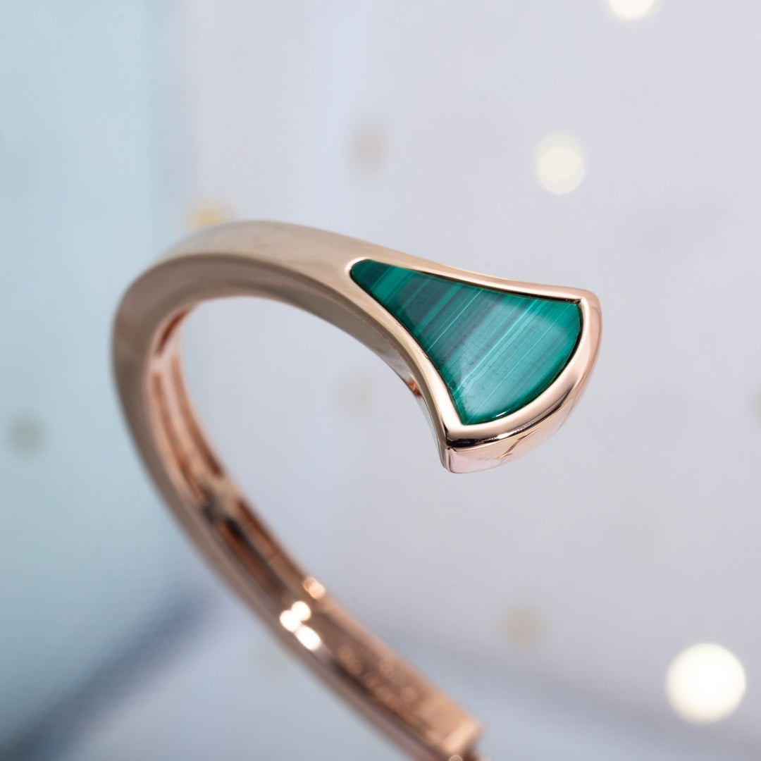 [Regalia Jewelry]DREAM BRACELET OPEN MALACHITE PINK GOLD