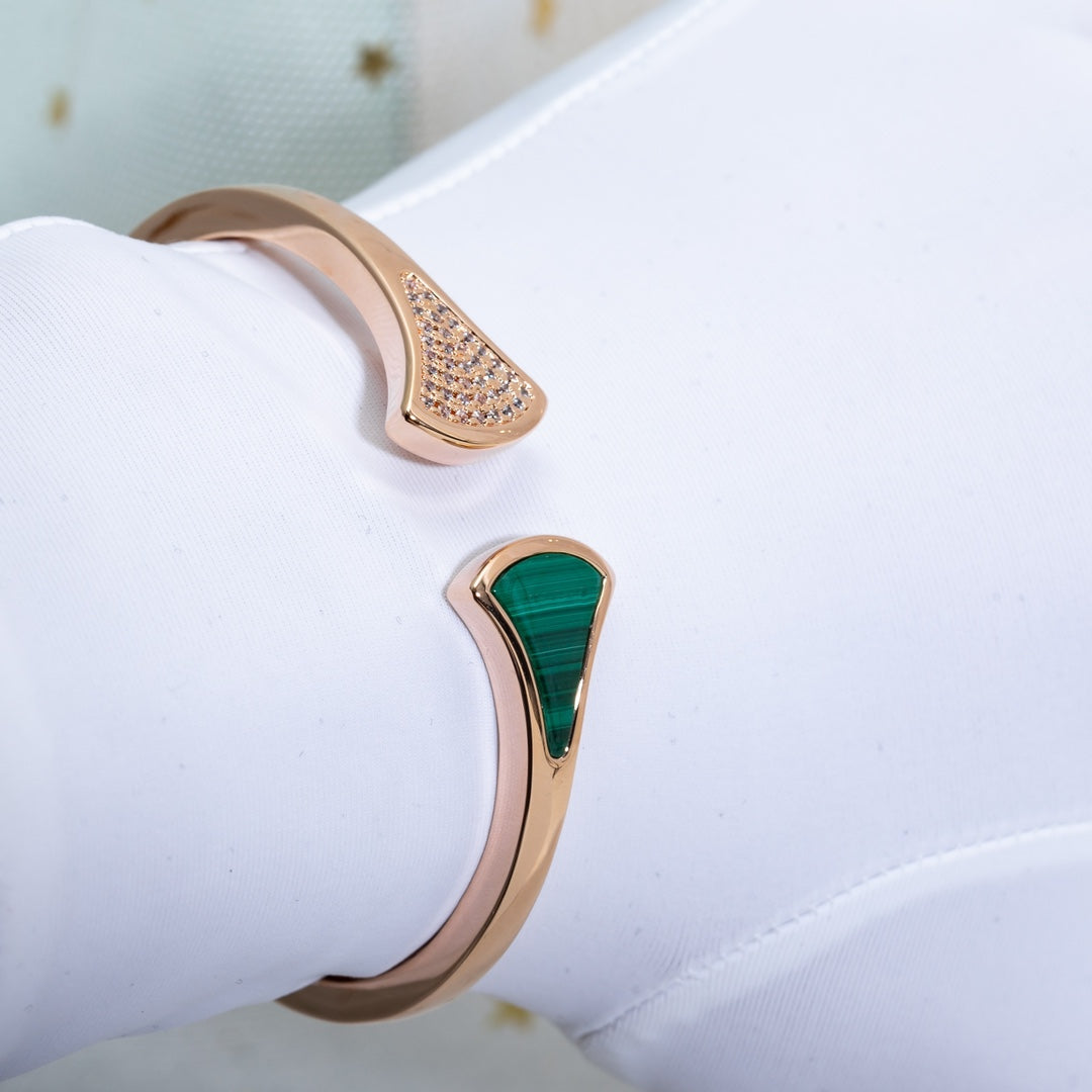 [Regalia Jewelry]DREAM BRACELET OPEN MALACHITE PINK GOLD