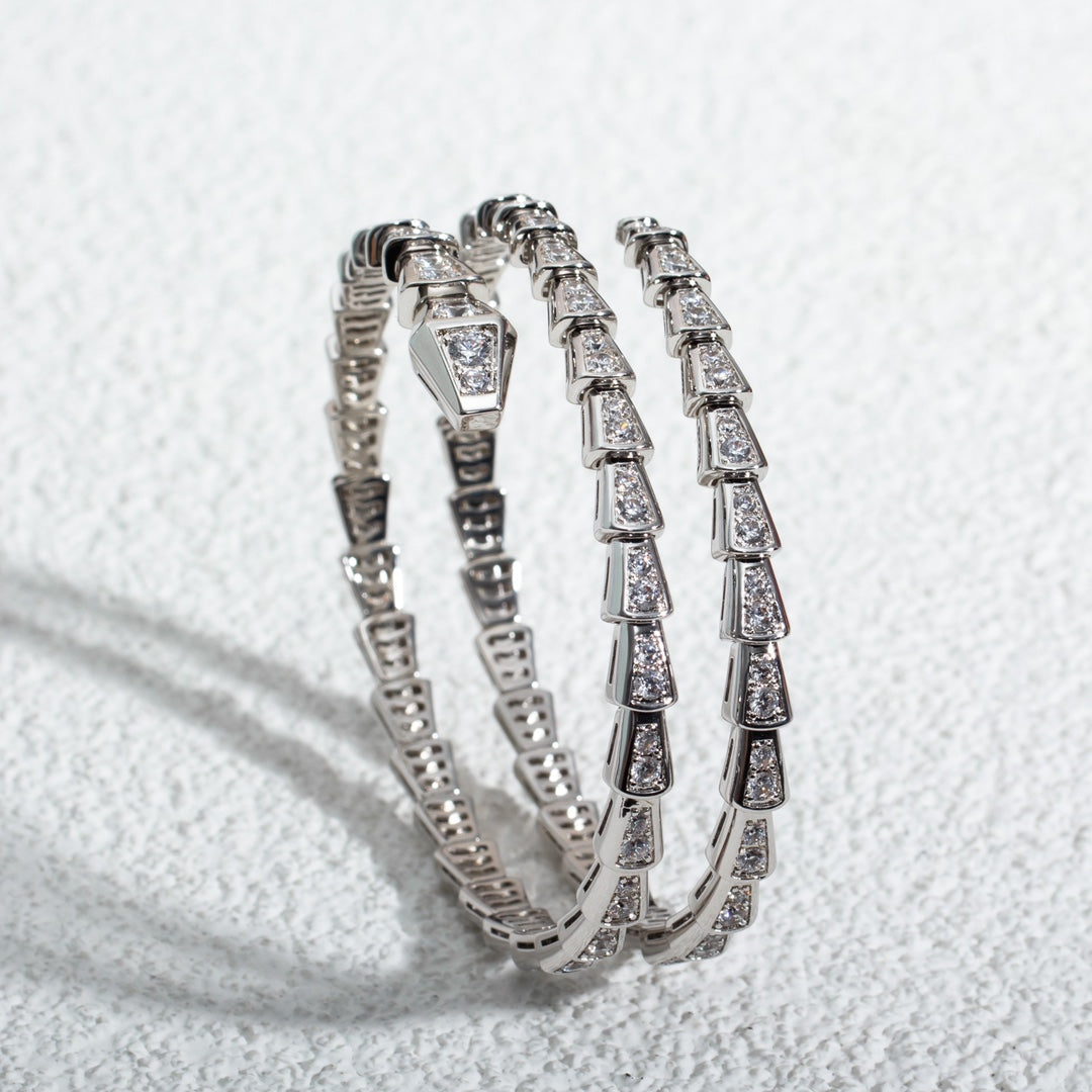 [Regalia Jewelry]SERPENTI BRACELET SILVER DIAMOND DOUBLE ROW